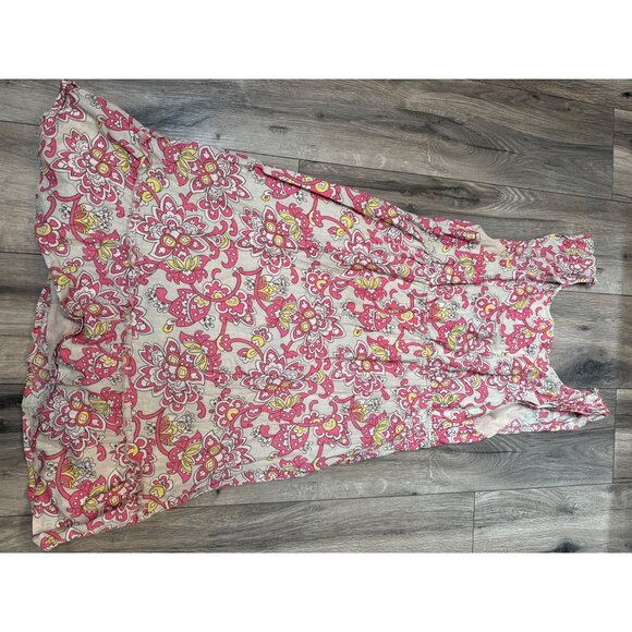 Old Navy Womens V Neck Floral Swing Ruffle Dress L Multicolor Cotton Boho Tiered - Picture 9 of 12